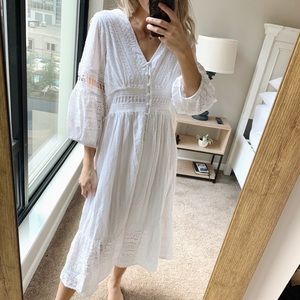 Anthropologie white midi dress